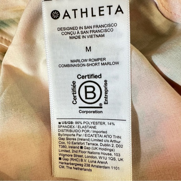 Athleta Marlow Renewed Blooms Pink/Orange Multi V-Neck Athleisure Romper Size M - Picture 6 of 9